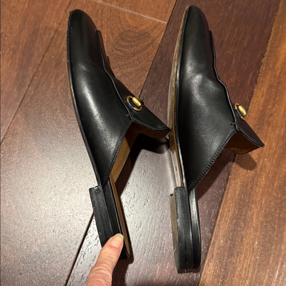 Gucci Princeton Authentic leather slipper slides with classic gold horse bit - Picture 9 of 16